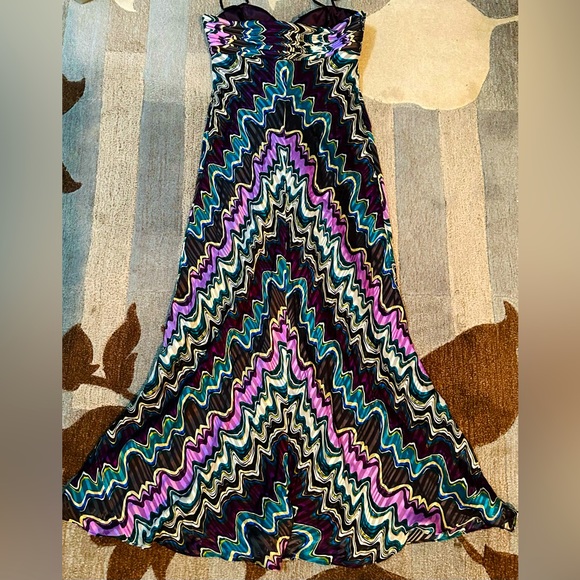 Laundry by Shelli Segal Sleeveless Silk Maxi Dress Striped Weave Abstract Print - Picture 8 of 11